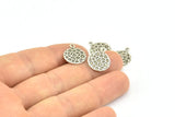 Silver Round Charm, 20 Antique Silver Plated Brass Round Charms, Pendant,findings (13mm) Brs 129 A0521