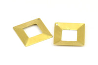 Middle Hole Pyramid , 12 Raw Brass Square Middle Hole Pyramid Tribal Pendant, Charms (20x20mm) Brs 670 A0027