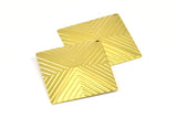 Brass Pyramid Charm, 4 Raw Brass Square Pyramid Textured Pendant (30x30mm)  D0269