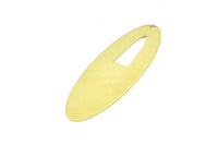 Brass Ellipse Charm, 6 Raw Brass Ellipse Shape Stamping Blank Charms With 1 Hole Earrings, Findings (53x18x0.70mm) B0273