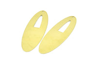 Brass Ellipse Charm, 6 Raw Brass Ellipse Shape Stamping Blank Charms With 1 Hole Earrings, Findings (53x18x0.70mm) B0273