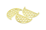 Brass Honeycomb Pendant, 6 Raw Brass Semi Circle Honeycomb Pendants With 2 Loops, Earrings, Charms (32x16x1mm) E662