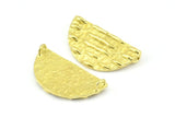 Brass Ethnic Pendant, 2 Raw Brass Semi Circle Pendants with 2 Loops (29x15mm) E666