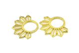Brass Sun Pendant, 4 Raw Brass Textured Sunny Pendants, Earrings, Findings (29x35mm) BS 2434