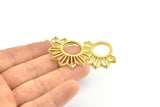 Brass Sun Pendant, 4 Raw Brass Textured Sunny Pendants, Earrings, Findings (29x35mm) BS 2434