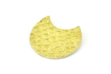 Brass Moon Pendant, 2 Raw Brass Fish Scale Textured Moon Pendants With 2 Loops (28x18mm) BS 2448