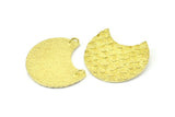 Brass Moon Pendant, 2 Raw Brass Fish Scale Textured Moon Pendants With 2 Loops (28x18mm) BS 2448