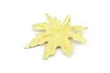 Brass Leaf Pendant, 2 Raw Brass Leaf Pendants With 1 Loop, Charms, Earrings, Findings (37x1mm) V114