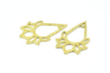 Lotus Flower Pendant, 4 Raw Brass Textured Lotus Flower Pendants, Earrings, Charms (35x24mm) BS 2431