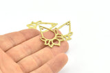 Lotus Flower Pendant, 4 Raw Brass Textured Lotus Flower Pendants, Earrings, Charms (35x24mm) BS 2431