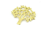 Brass Tree Pendant, 2 Raw Brass Tree Pendants With 1 Loop, Charms, Findings (33x36x1.2mm) BS 2436