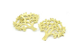 Brass Tree Pendant, 2 Raw Brass Tree Pendants With 1 Loop, Charms, Findings (33x36x1.2mm) BS 2436