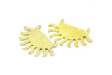 Brass Sun Pendant, 2 Raw Brass Textured Sunny Pendants With 2 Loops, Earrings, Findings (40x25x1.2mm) BS 2449