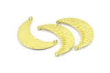 Brass Crescent Pendant, 2 Raw Brass Textured Crescent Pendants With 2 Loops (34x11mm) V053