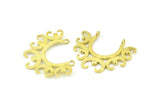 Brass  Ethnic Pendant, 4 Raw Brass Ethnic Motif Pendants With 2 Loops (33x26x1mm) BS 2443