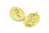 Brass Oval Pendant, 4 Raw Brass Tree Root Pendants With 1 Loop, Charms, Earrings (37x23mm) V115