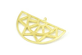 Brass Ethnic Pendant, 4 Raw Brass Semi Circle Pendants with 1 Loop (37x23x1mm) V041