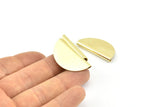Raw Brass Pendant, 12 Raw Brass Semi Circle Pendants (32x17mm) B0293