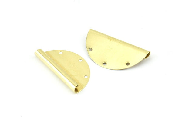 Raw Brass Pendant, 12 Raw Brass Semi Circle Pendants With 3 Holes (32x17mm) B0296