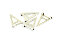 Silver Triangle Charm, 20 Antique Silver Plated Brass Triangle Charms With 2 Holes (17x25mm) Brs 3998-1 A0408