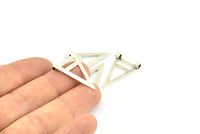 Silver Triangle Charm, 20 Antique Silver Plated Brass Triangle Charms With 2 Holes (17x25mm) Brs 3998-1 A0408