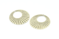 Textured Earring Finding, 6 Antique Silver Plated Brass Round Earring Findings With 2 Holes, Connectors, Charms (32mm) Brs 447 A0135