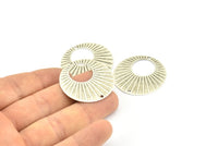Textured Earring Finding, 6 Antique Silver Plated Brass Round Earring Findings With 2 Holes, Connectors, Charms (32mm) Brs 447 A0135