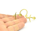 Brass Ring Settings, 12 Raw Brass Moon And Planet Ring With 1 Stone Setting - Pad Size 6mm V136