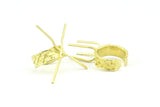 Claw Ring Settings - 2 Raw Brass 4 Claw Ring Blanks For Natural Stones V042