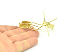 Claw Ring Settings - 2 Raw Brass 4 Claw Ring Blanks For Natural Stones V042