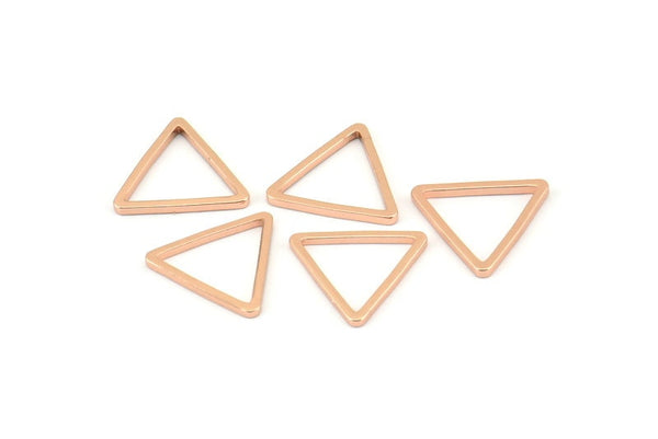 Gül Altın Üçgen Charm, 12 Gül Altın Kaplama Pirinç Açık Üçgen Yüzük Charm (14x1mm) BS 1023