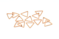 Gül Altın Üçgen Charm, 12 Gül Altın Kaplama Pirinç Açık Üçgen Yüzük Charm (14x1mm) BS 1023