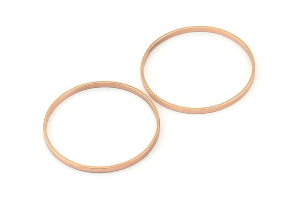 Circle Connectors - 6 Rose Gold Plated Brass Circle Connectors (30x0.8x2mm) D0314 Q0798
