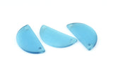 Cat&#39;s Eye Half Moon, 2 Blue Semi Circle Blanks With 2 Holes (30x15x2mm) X063