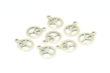 Silver Peace Charm, 50 Antique Silver Plated Brass Peace Sign Charms With 1 Loop (10mm) A0233