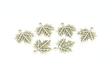 Silver Leaf Charm, 12 Antique Silver Plated Brass Leaf Charms With 1 Loop, Pendant, Findings (17x14.5x0.5mm) A0709