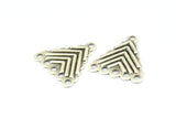 Triangle Earring Finding, 25 Antique Silver Plated Brass Textured Triangle With 5 Holes Setting, Findings (18x17mm) Brs 145 A0462