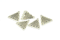Triangle Earring Finding, 25 Antique Silver Plated Brass Textured Triangle With 5 Holes Setting, Findings (18x17mm) Brs 145 A0462