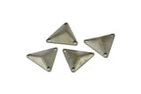 Sewing Triangle Finding, 30 Antique Brass Triangle Cambered Findings, Bead Caps, Tags With 3 Holes (14mm) K098