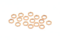 Gül Altın Altıgen Yüzük, 24 Gül Altın Kaplama Pirinç Altıgen Yüzük (6x1mm) D0012
