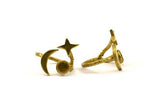 Hammered Universe Cosmos Ring, Hammered Raw Brass Moon, Star And Planet Rings N0359