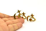 Hammered Universe Cosmos Ring, Hammered Raw Brass Moon, Star And Planet Rings N0359