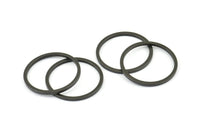 30mm Circle Connectors, 6 Oxidized Brass Black Circle Connectors (30x2x2mm) E010