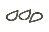 Black Drop Charm, 12 Oxidized Brass Black Drop Charms With 4 Holes, Findings (31x20x0.75mm) E043