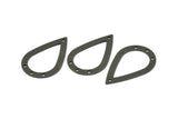 Black Drop Charm, 12 Oxidized Brass Black Drop Charms With 4 Holes, Findings (31x20x0.75mm) E043