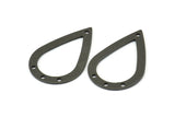Black Drop Charm, 12 Oxidized Brass Black Drop Charms With 4 Holes, Findings (31x20x0.75mm) E043