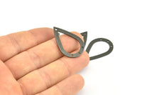 Black Drop Charm, 12 Oxidized Brass Black Drop Charms With 4 Holes, Findings (31x20x0.75mm) E043