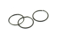Wire Ear Hoops, 24 Oxidized Brass Black Faceted Wire Hoops, Earring Findings (22x1.3mm) E063