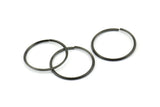 Wire Ear Hoops, 24 Oxidized Brass Black Faceted Wire Hoops, Earring Findings (22x1.3mm) E063