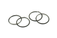Wire Ear Hoops, 24 Oxidized Brass Black Faceted Wire Hoops, Earring Findings (22x1.3mm) E063